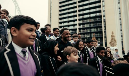 Raheem Sterling and students 